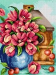 Kanwa z nadrukiem Tulipany i czereśnie