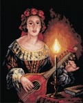 Kanwa z nadrukiem P. van Schendel - Grająca na lutni