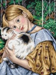 Kanwa z nadrukiem R. Braithwaite Martineau - Dziewczynka z kotem