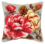 Zestaw do haftu krzyżykowego poduszka – Róże na szarym tle
