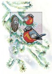 Zestaw do haftu krzyżykowego kartka Boże Narodzenie - Ptaki
