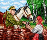 Schemat do haftu J. Kossak Miłe spotkanie u płotu