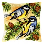 Zestaw do haftu krzyżykowego poduszka – Ptaszki na sośnie
