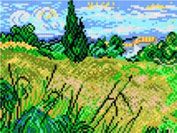 Schemat do haftu V. van Gogh Zielony łan pszenicy z cyprysem