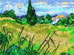 Schemat do haftu V. van Gogh Zielony łan pszenicy z cyprysem