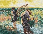 Schemat do haftu L. Wyczółkowski Rybacy brodzący