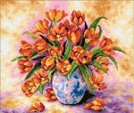 Schemat do haftu Tulipany na kolorowym tle