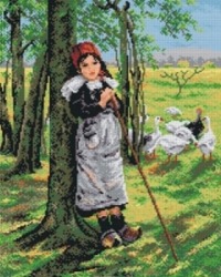 Kanwa z nadrukiem V. Brozik - Gęsiareczka z Bretani