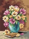 Schemat do haftu Tulipany w błękitnym wazonie
