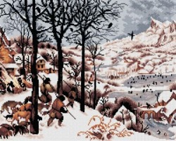 Schemat do haftu P. Bruegel Myśliwi w śnieżnym krajobrazie