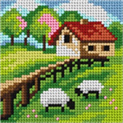 Zestaw do haftu gobelinowego obrazek – Domek wiosna