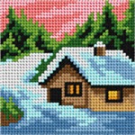 Zestaw do haftu gobelinowego obrazek – Domek zima