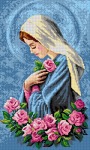 Kanwa z nadrukiem Maryja Panna z różami