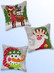 Pakiet 3 zestawów poduszek Latch-hook: Bałwan, Mikołaj, Renifer