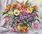 Schemat do haftu Bukiet tulipanów i fiołków