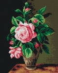 Kanwa z nadrukiem Róża na ciemnym tle
