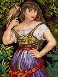Kanwa z nadrukiem J. Matejko Portret córki - Helena z krogulcem